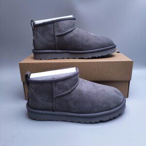 UGG Classic Ultra Mini Suede Boots Men Women Shoes Gray